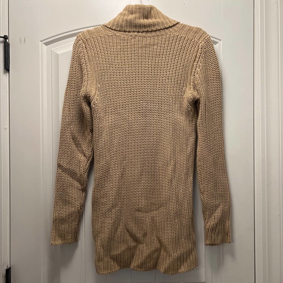 Metric Women's Long Sleeve Cable Knit Cowl Neck Pullover Sweater Size M Beige - Picture 5 of 6